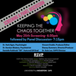 A poster for the screening of keeping the chaos together.